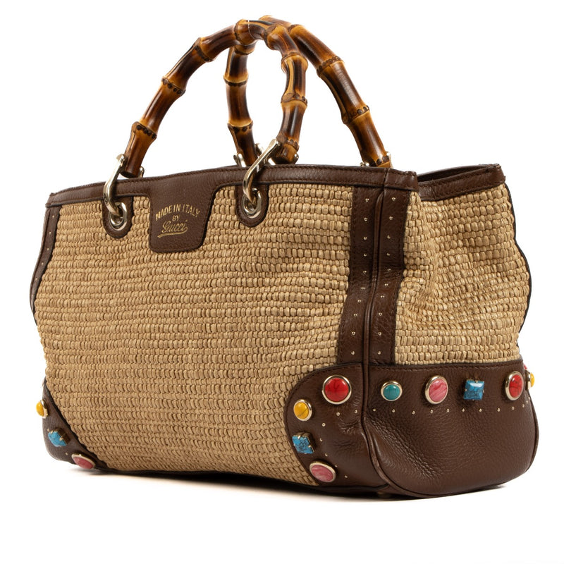 Shop 100% authentic second-hand Gucci Raffia Bamboo Shopper Bag on Labellov.com