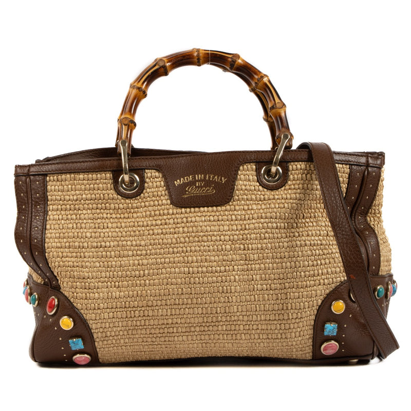 Shop 100% authentic second-hand Gucci Raffia Bamboo Shopper Bag on Labellov.com