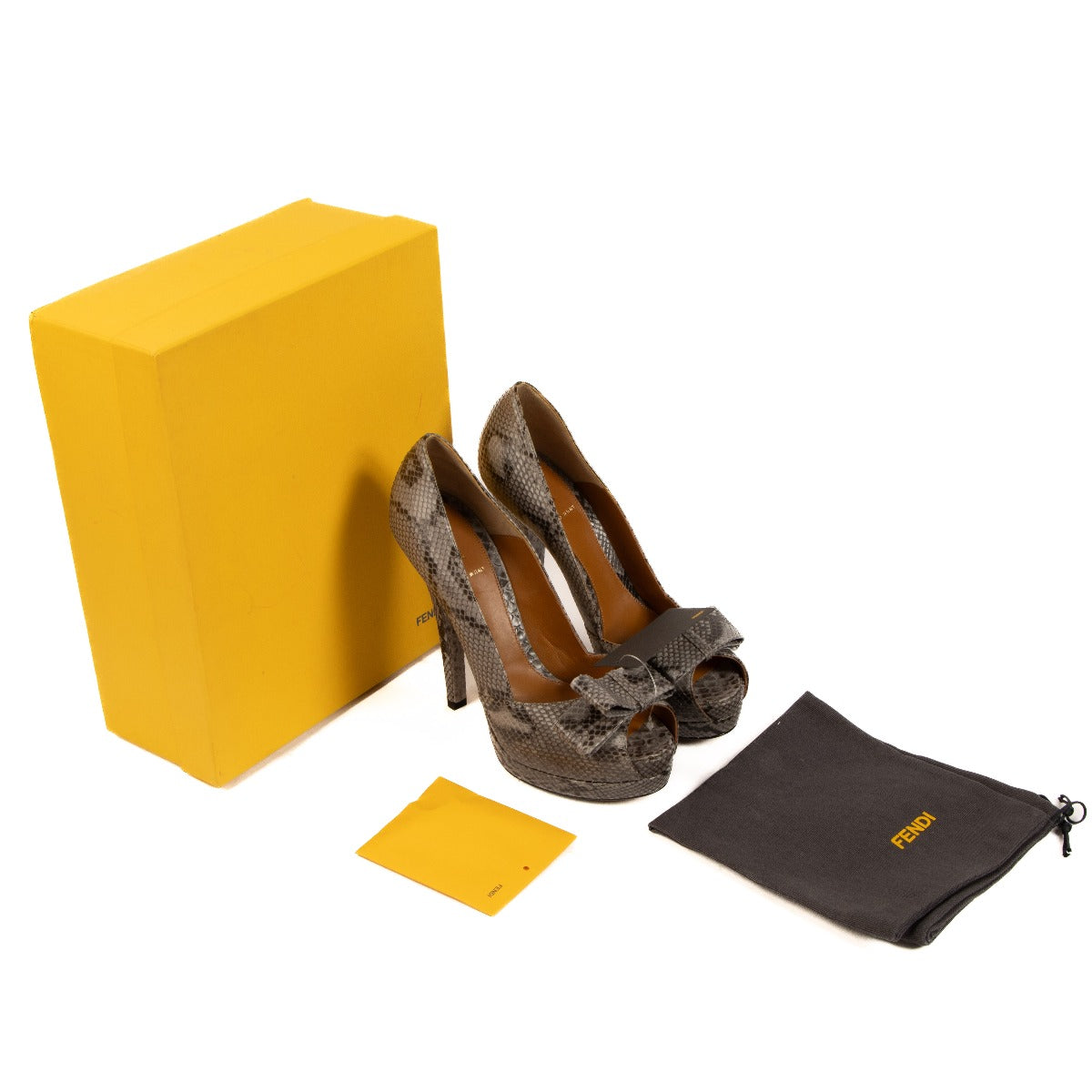 Fendi Open Toe Python Heels - Size 41