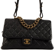 Chanel 16A A93443 Black Sheepskin Top Handle Flap Bag