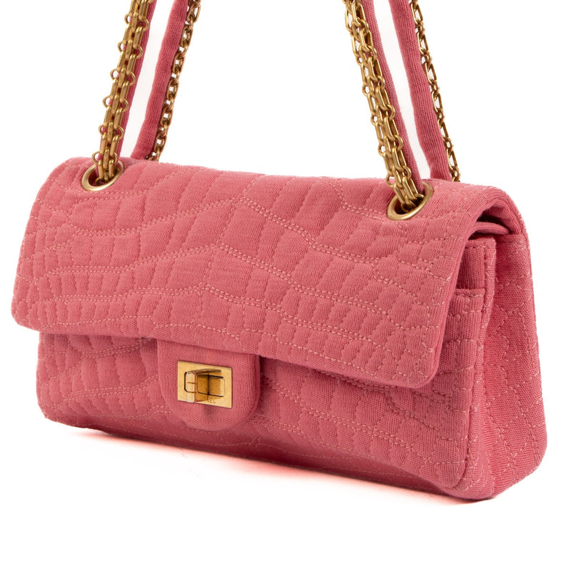 Shop 100% authentic second-hand Chanel Pink Jersey Coco's Croc East West 2.55 Bag on Labellov.com