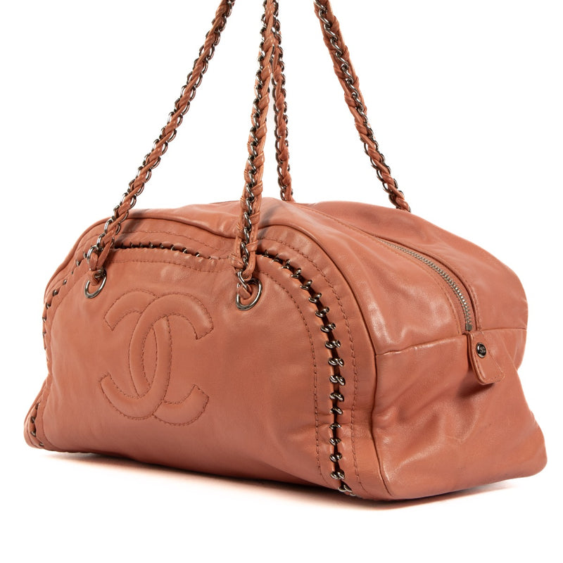 Chanel Pink Lambskin Luxe Ligne Bowler Bag