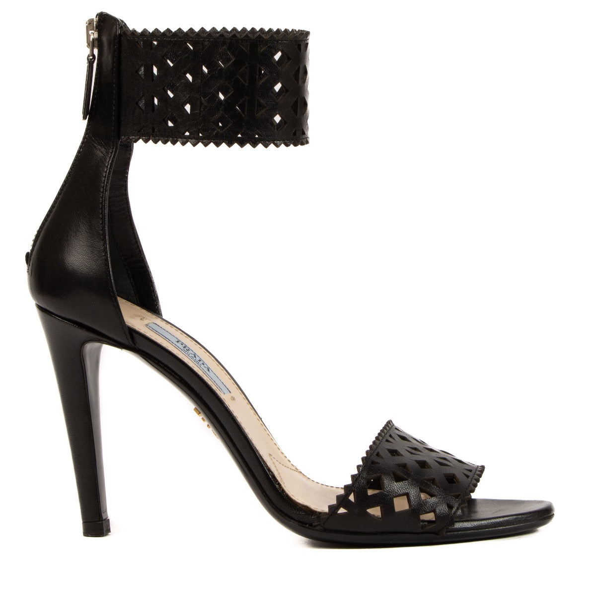 Prada Black Cut-out Leather Sandals