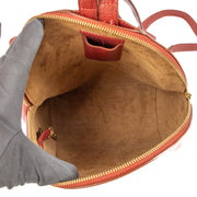 Shop vintage luxury designer second hand Delvaux Red Leather and Ostrich Amitie Backpack at Labellov.