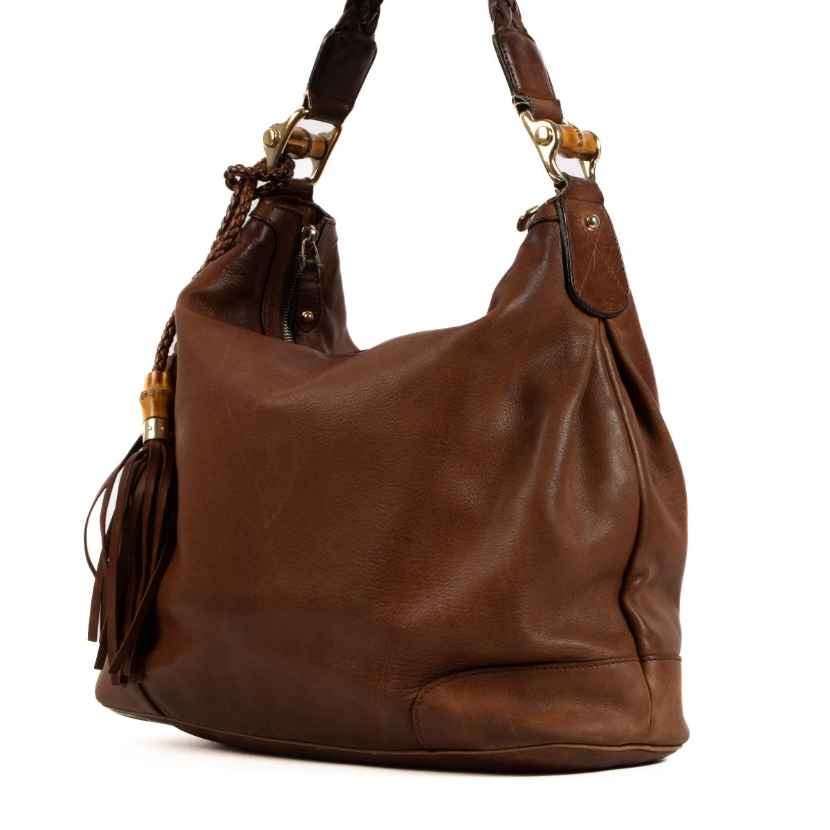 Shop 100% authentic second-hand Gucci Camel Leather Tassel Shoulder Bag on Labellov.com
