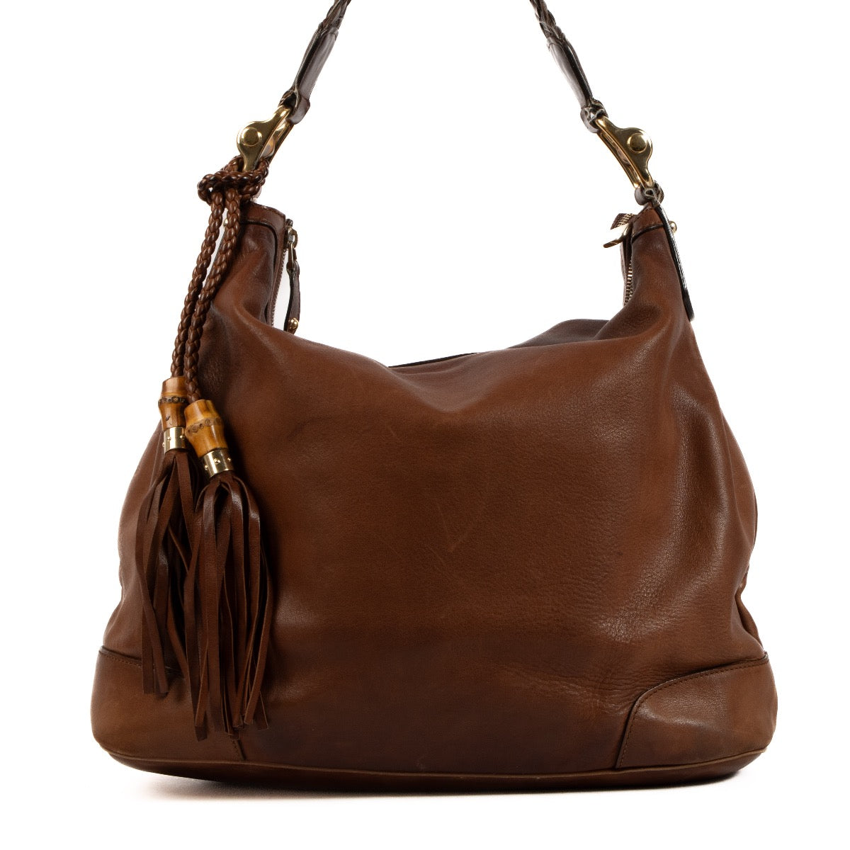 Shop 100% authentic second-hand Gucci Camel Leather Tassel Shoulder Bag on Labellov.com
