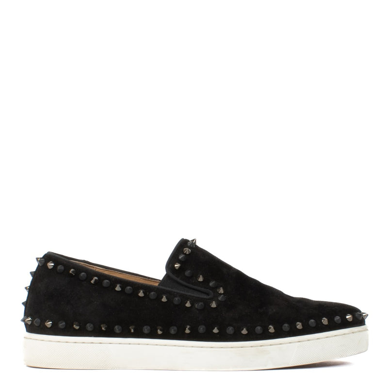 Christian Louboutin Black Suede Pik Boat Sneakers