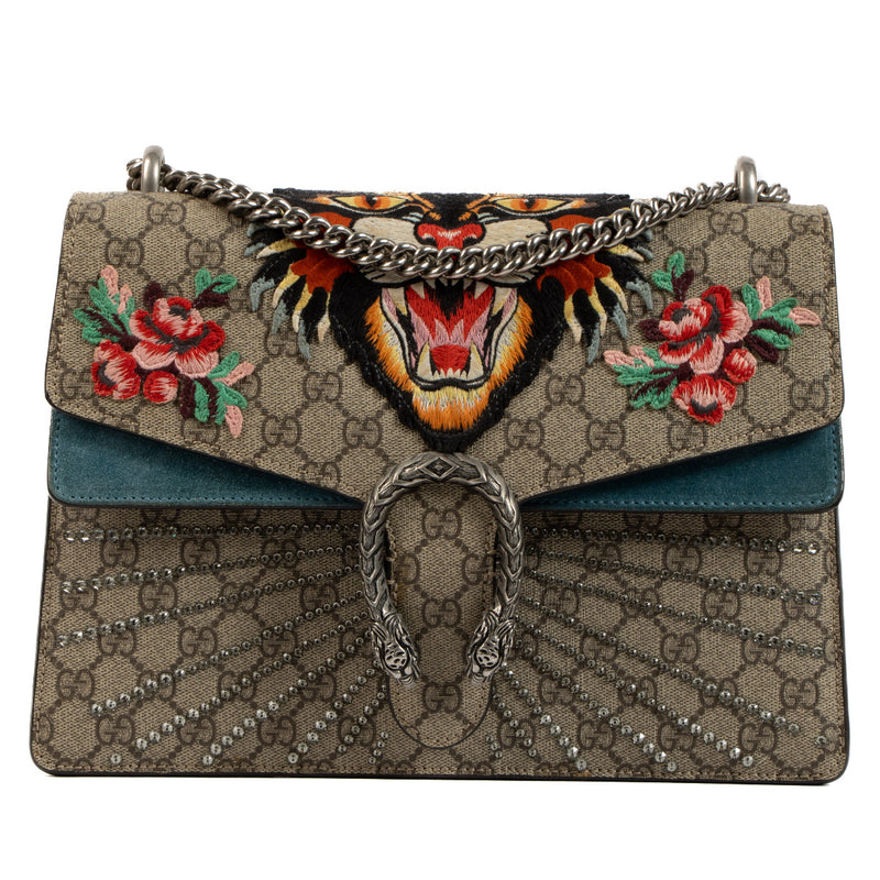 Gucci Limited Edition Angry Cat Embroidered Medium Dionysus Chain Flap Bag for the best price at Labellov secondhand luxury in Antwerp.