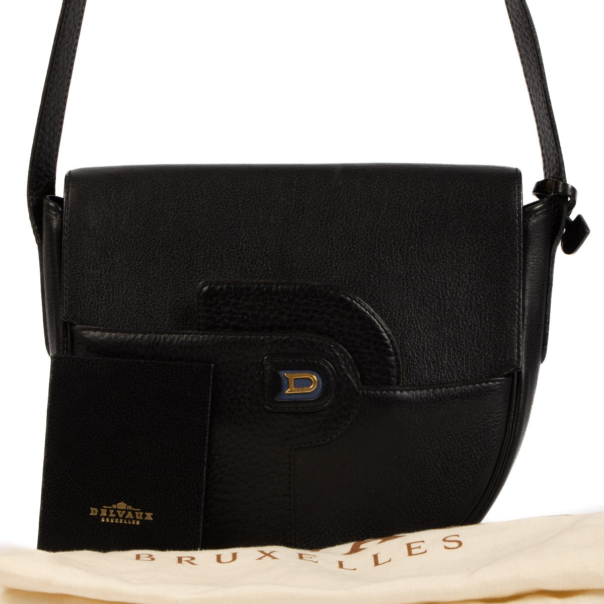 Shop safe online at Labellov this 100% authentic second hand Delvaux Black Leather Crossbody Bag