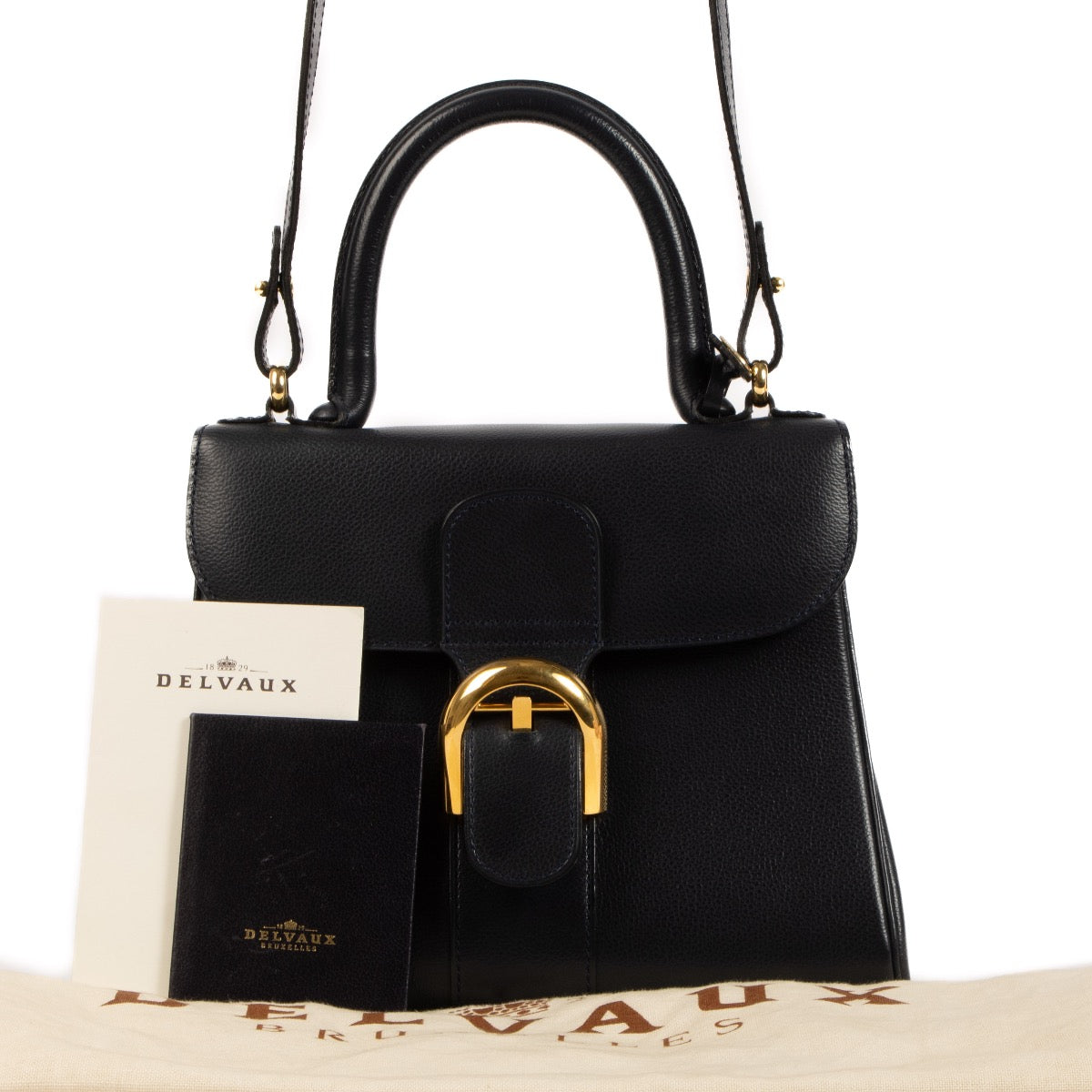 shop safe online Delvaux Navy Blue Jumping Brillant PM Hand Bag online tegen de beste prijs.
