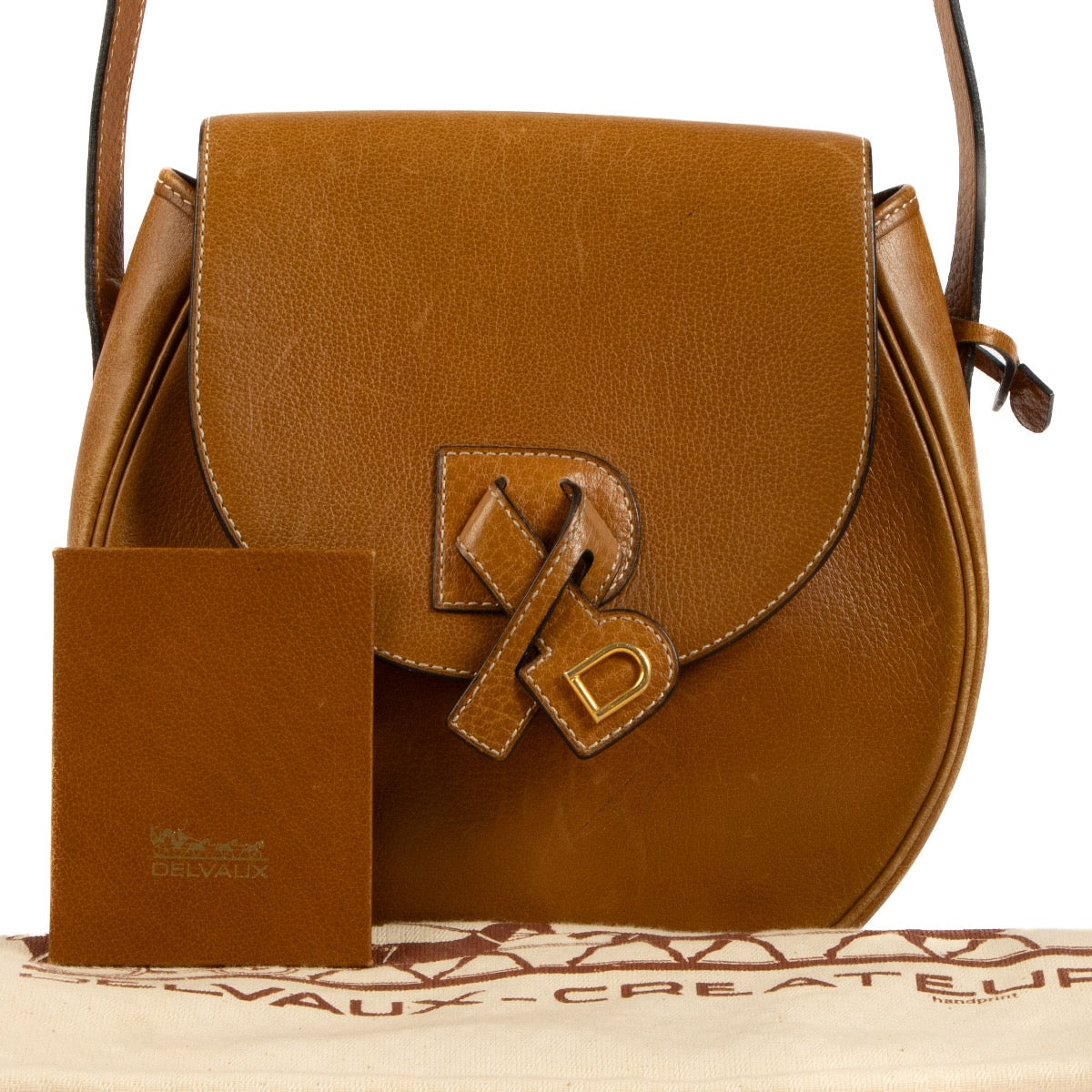 Shop safe online at Labellov this 100% authentic second hand Delvaux Camel Leather Crossbody Bag