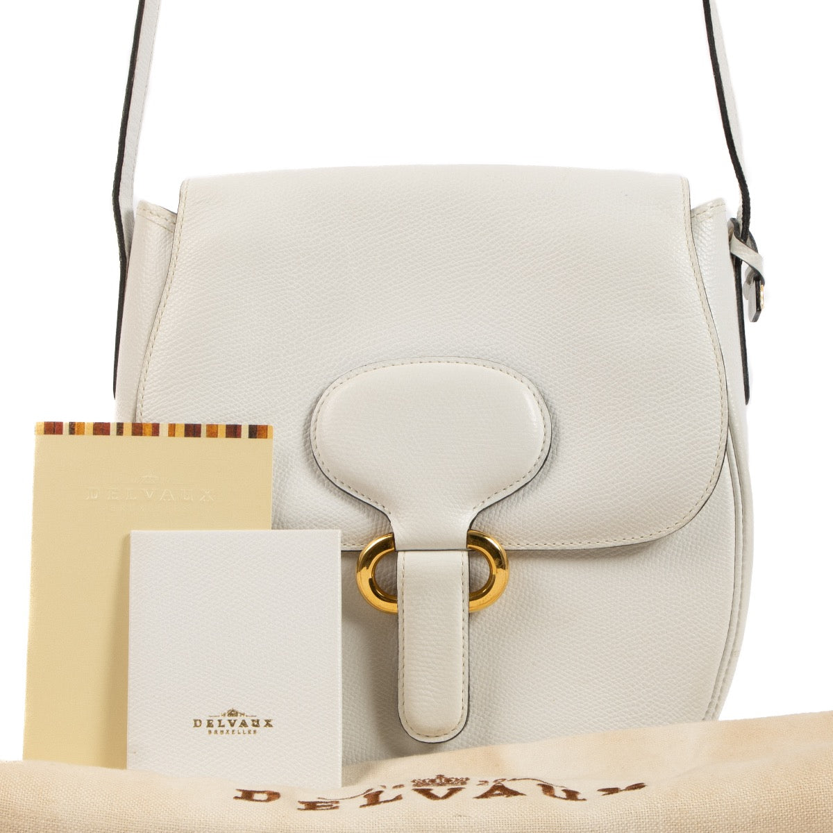 Shop safe online at Labellov this 100% authentic second hand Delvaux White Leather Crossbody Bag