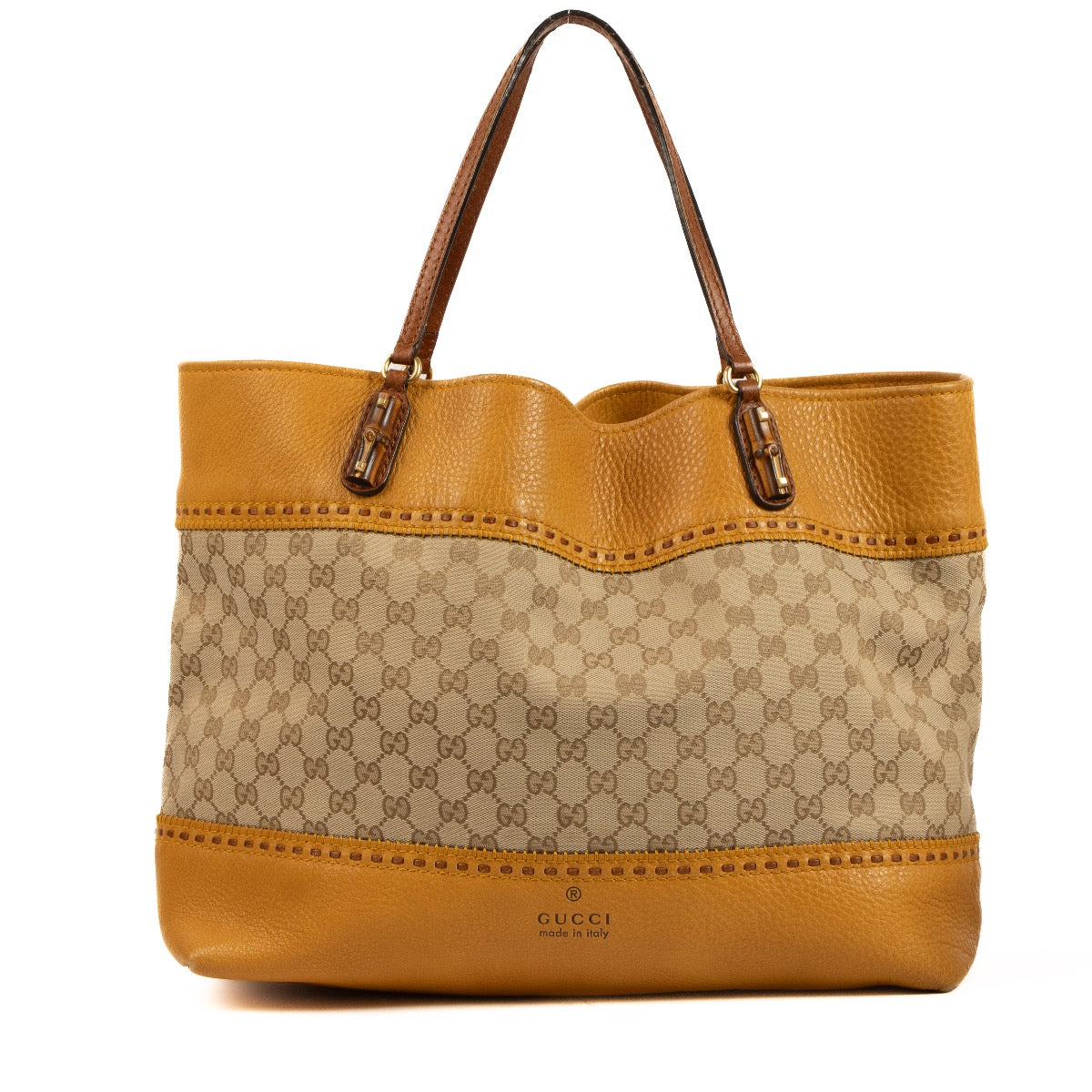 Gucci Yellow/Beige GG Canvas Laidback Crafty Tote Bag + Wallet