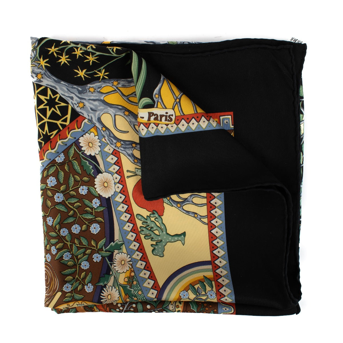 Shop 100% authentic Hermès Black/Multicolor Axis Mundi Scarf at Labellov.com.
