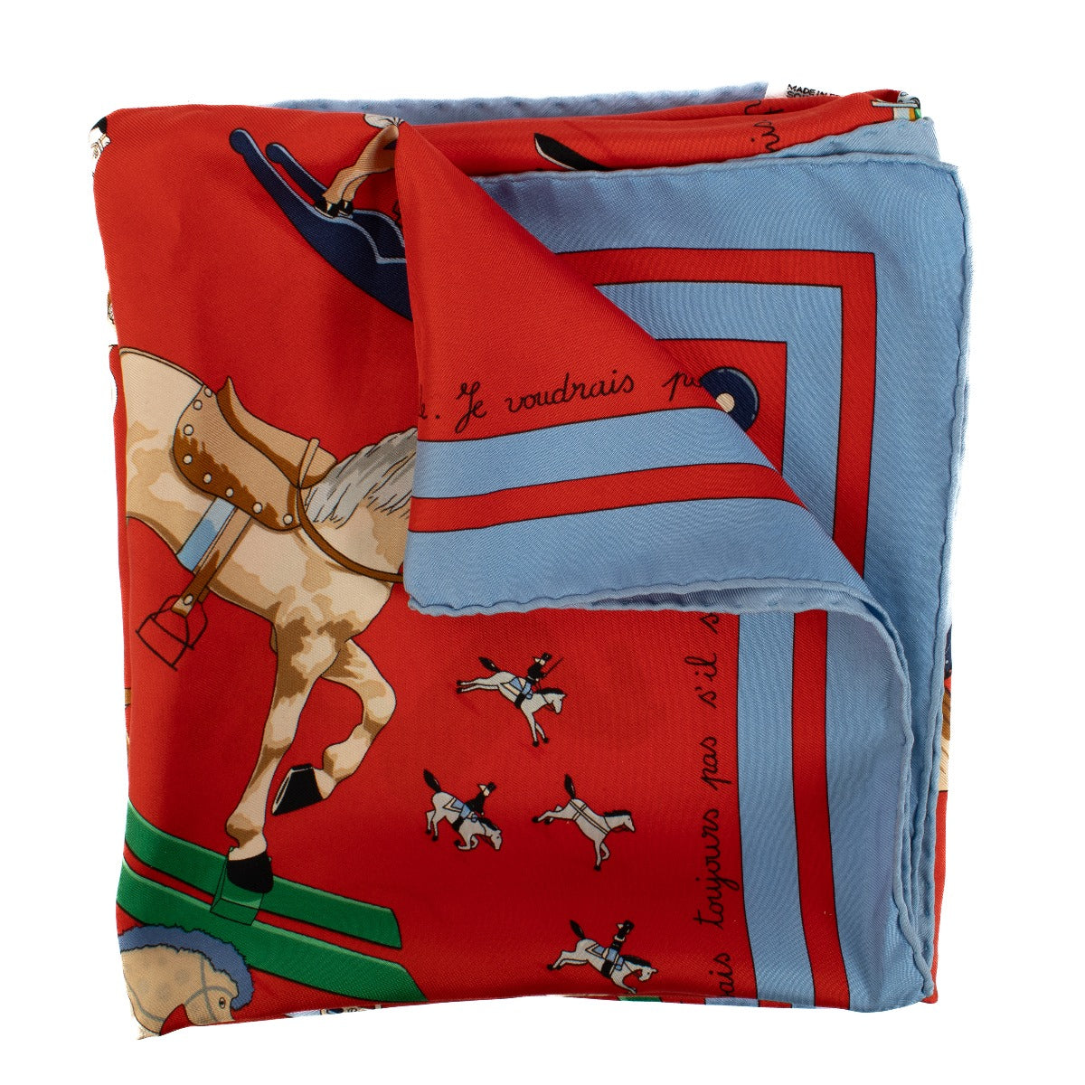 Shop 100% authentic Hermès Red Raconte-Moi Le Cheval Scarf at Labellov.com.