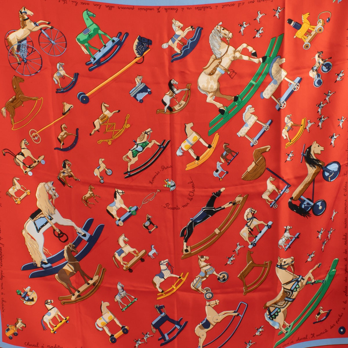 Shop 100% authentic Hermès Red Raconte-Moi Le Cheval Scarf at Labellov.com.