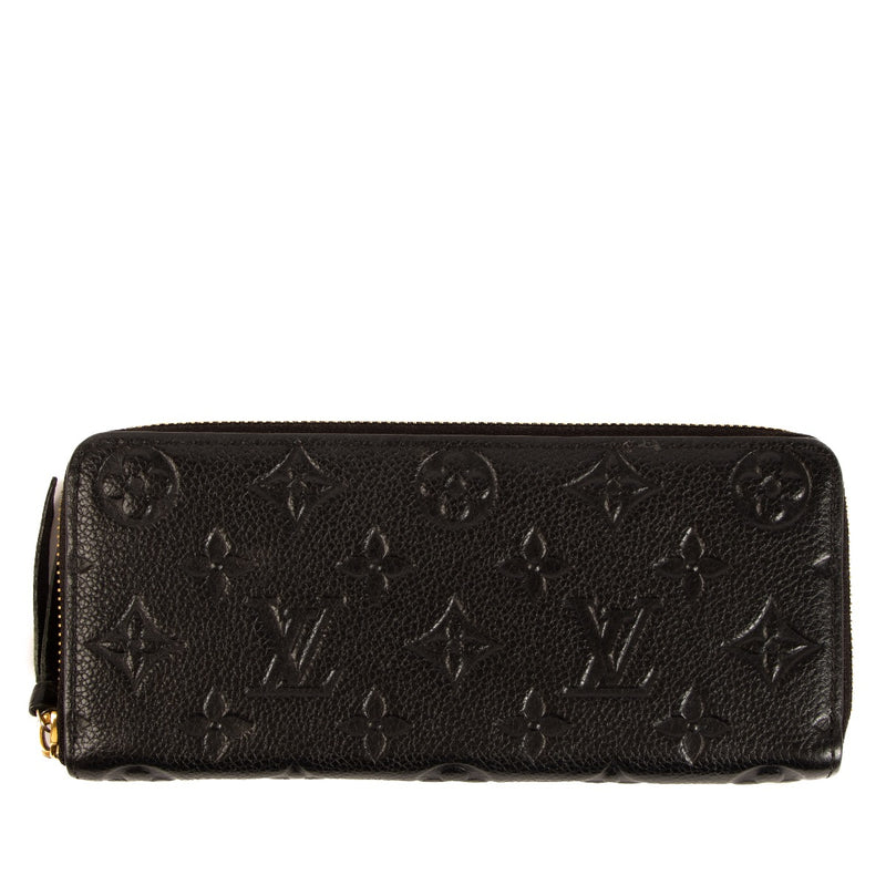 Shop safe online at Labellov this 100% authentic second hand Louis Vuitton Black Monogram Empreinte Leather Clémence Wallet