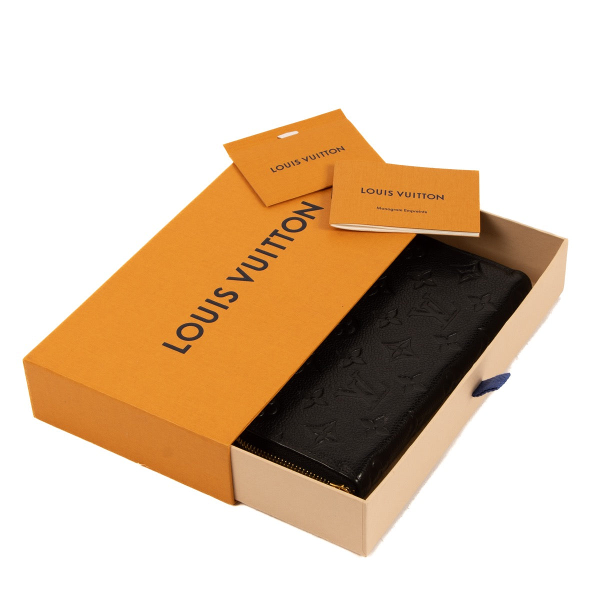 Shop safe online at Labellov this 100% authentic second hand Louis Vuitton Black Monogram Empreinte Leather Clémence Wallet