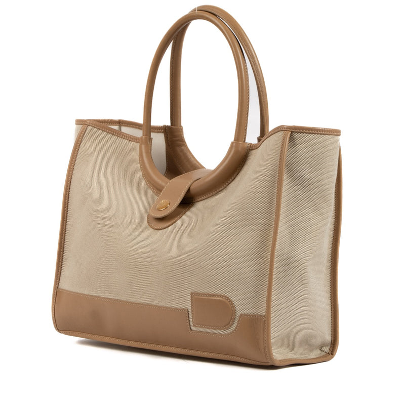 Buy real authentic Delvaux Beige Toile Mirage Top handle safe online at Labellov.com or in Brussels, Knokke and Antwerp