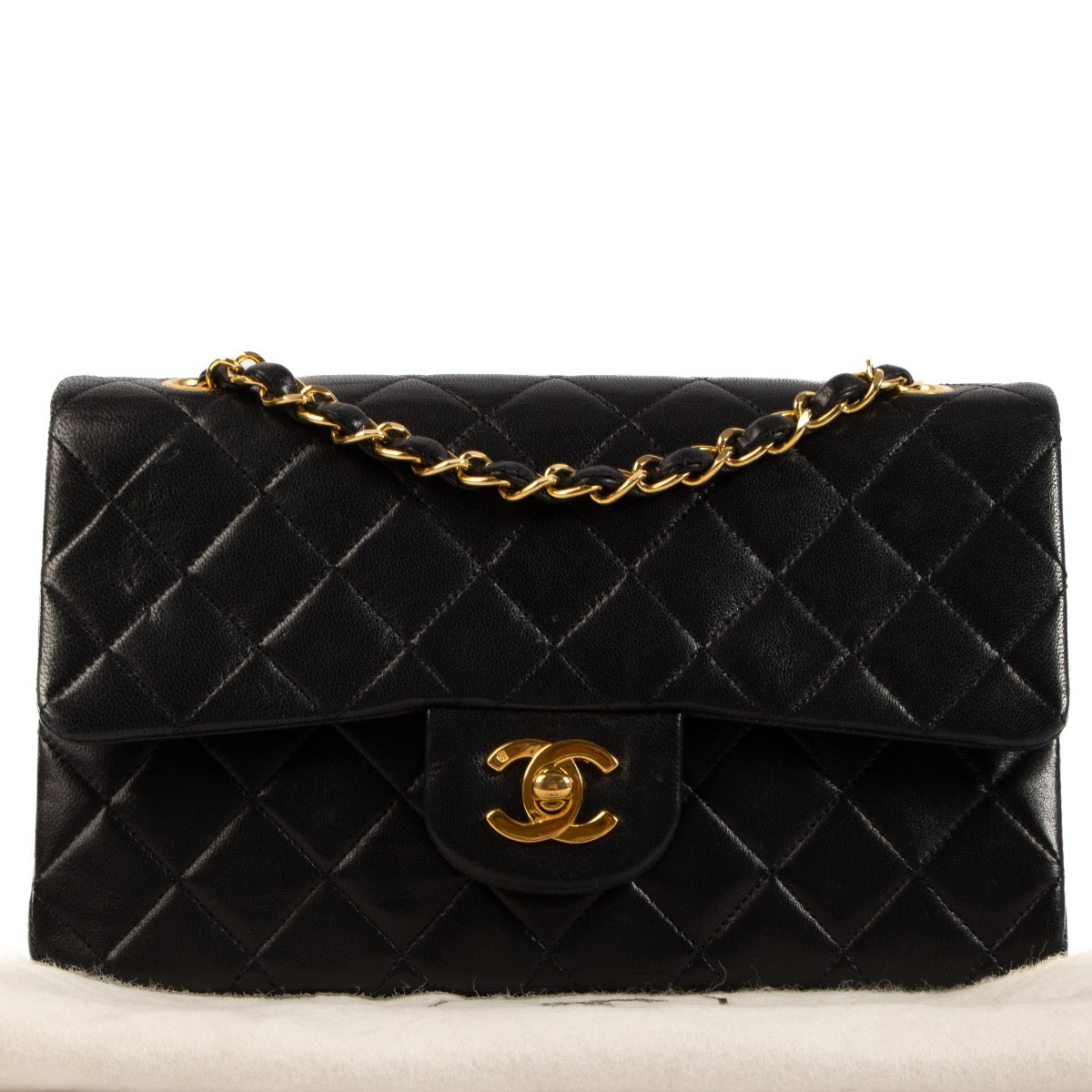 Shop safe online at Labellov in Antwerp, Brussels and Knokke this 100% authentic second hand Chanel Black Lambskin Small Classic Flap Bag