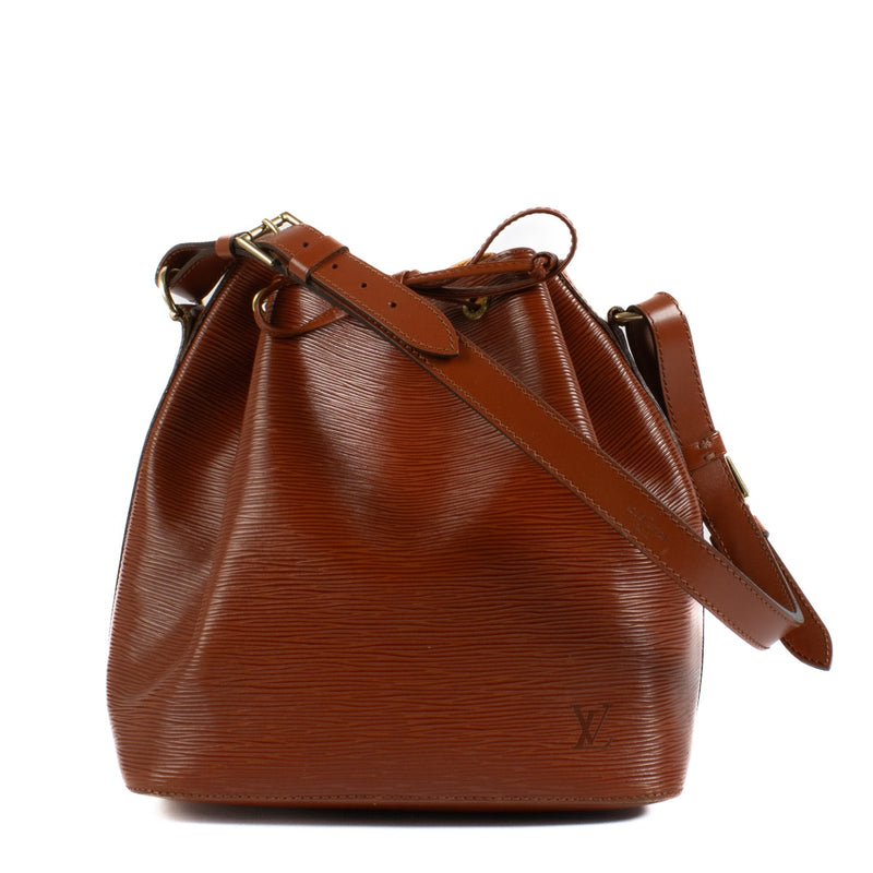 Shop safe online at Labellov in Antwerp, Brussels and Knokke this 100% authentic second hand Louis Vuitton Brown Epi Leather Noé Bag