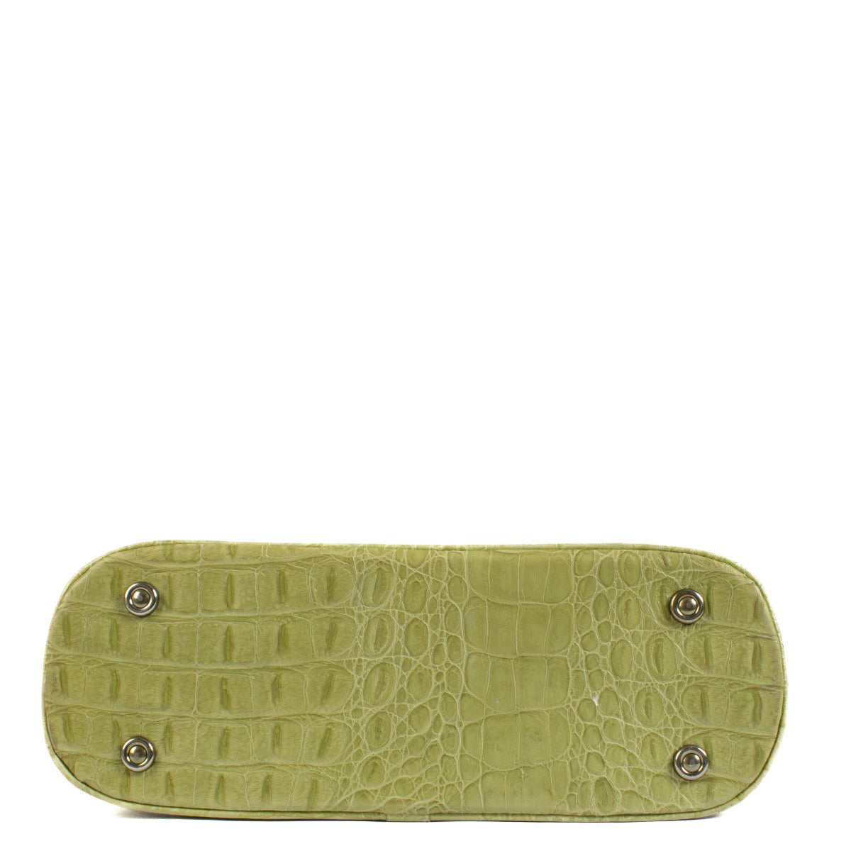 Shop safe online at Labellov in Antwerp, Brussels and Knokke this 100% authentic second hand Mulberry Lime Green Crocodile Embossed Leather Vintage Bag