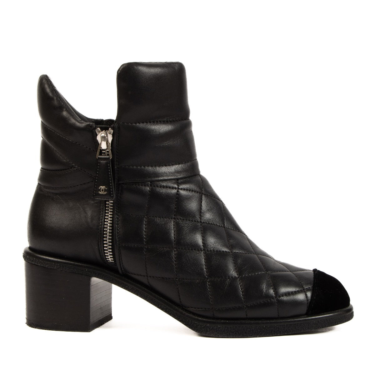 Chanel Black Quilted Ankle Boots - Size 38