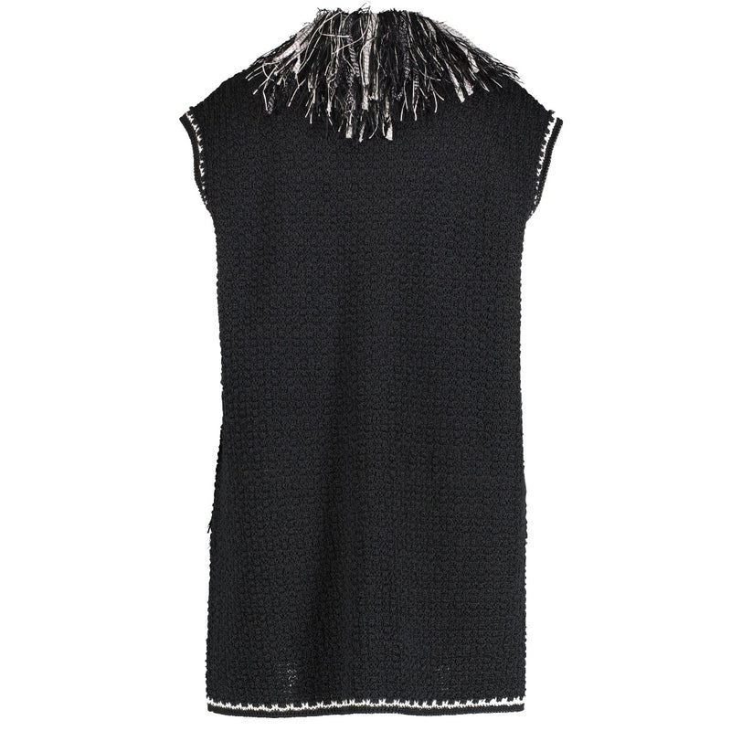 Shop 100% authentic second-hand Chanel Black Logo Fringe Tweed Jacket - Size 38 on Labellov.com