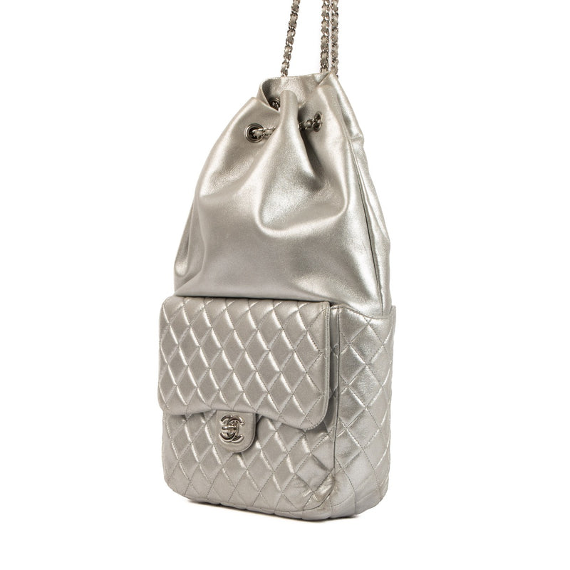 Chanel Silver Lambskin Seoul Backpack