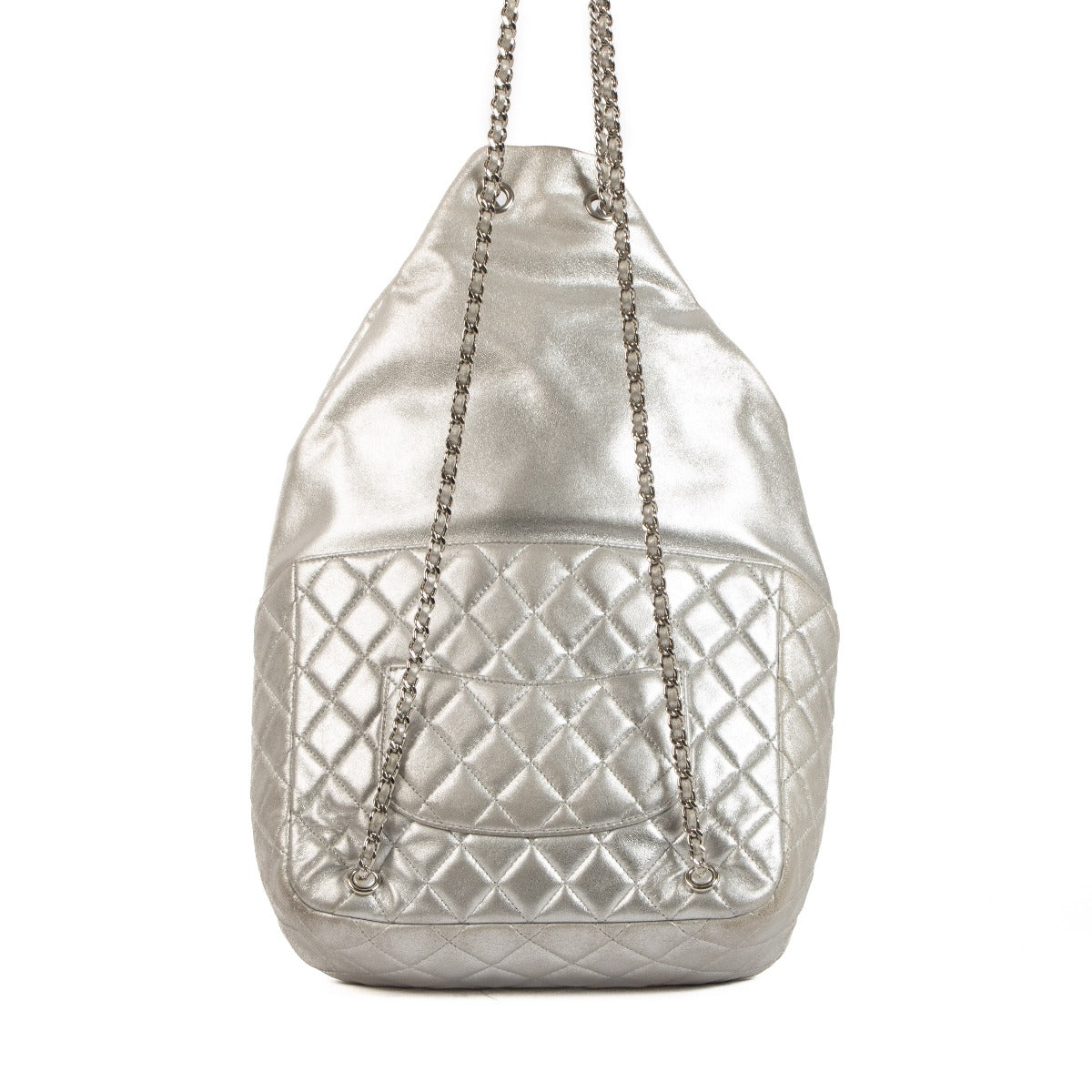 Chanel Silver Lambskin Seoul Backpack