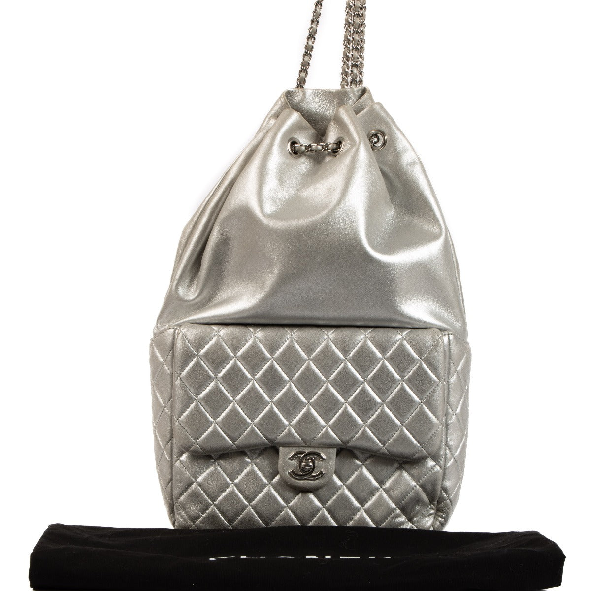 Chanel Silver Lambskin Seoul Backpack