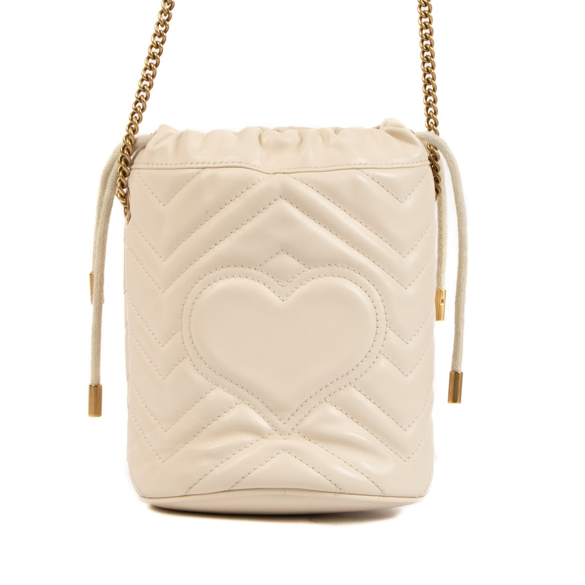 Gucci White GG Marmont Mini Bucket Bag
