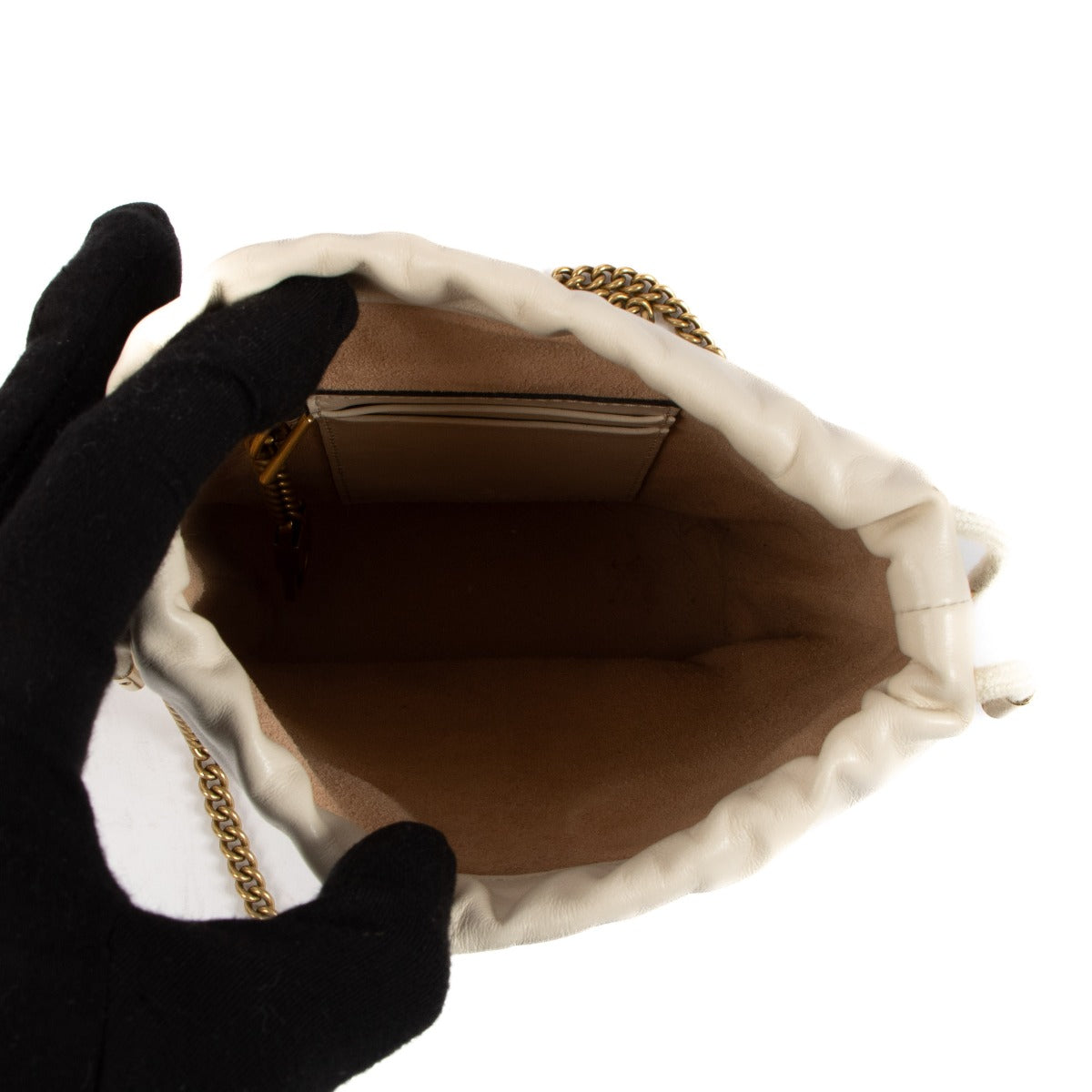 Gucci White GG Marmont Mini Bucket Bag