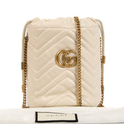 Gucci White GG Marmont Mini Bucket Bag