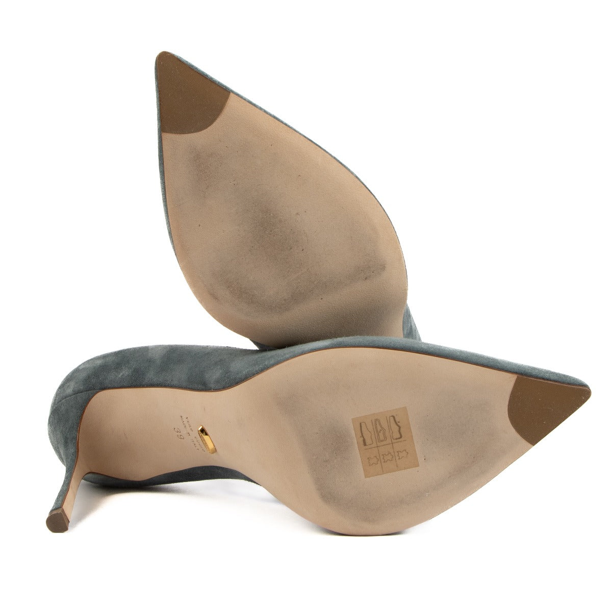 Sergio Rossi Denim Blue Suede Godiva 90 Pumps - Maat 39