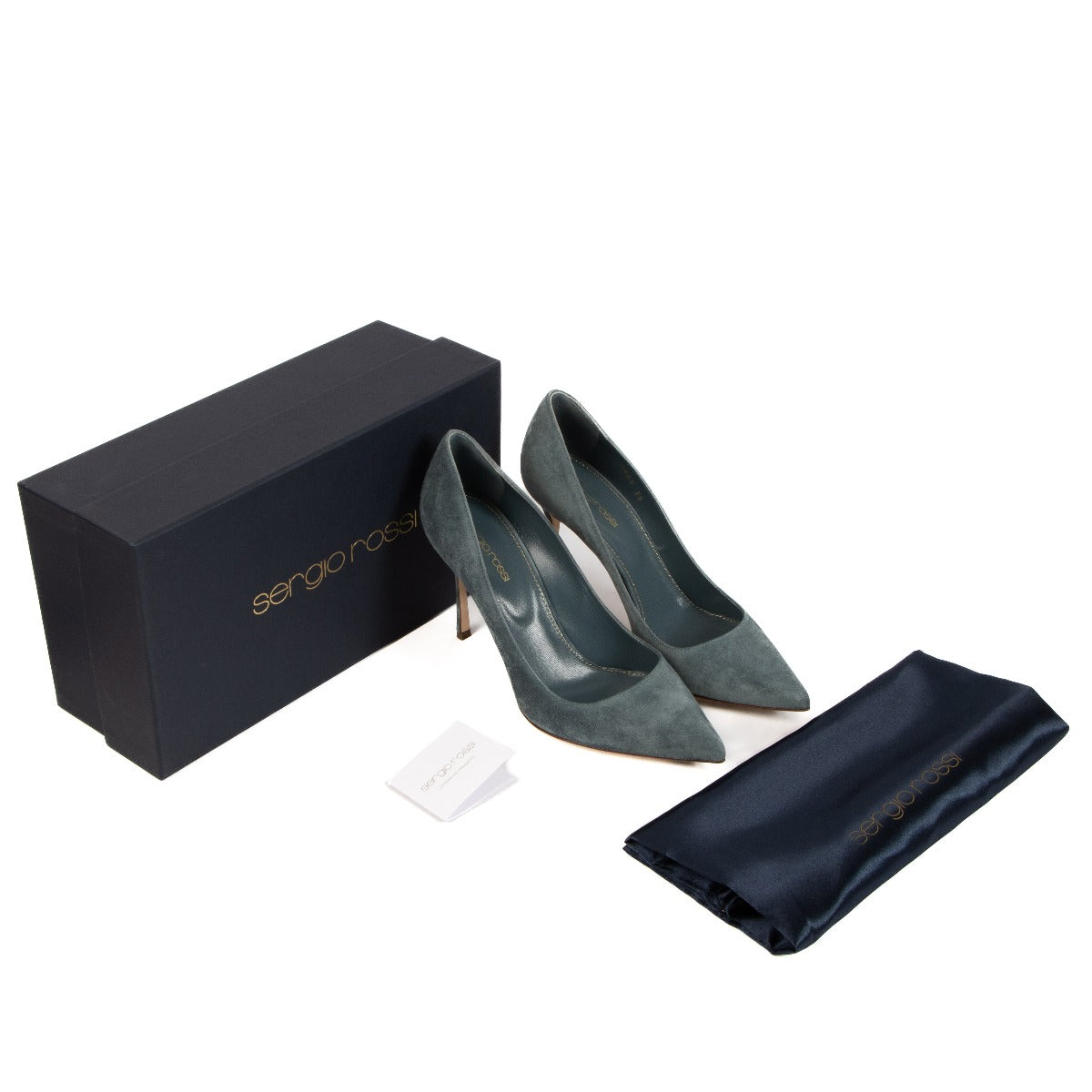 Sergio Rossi Denim Blue Suede Godiva Pumps