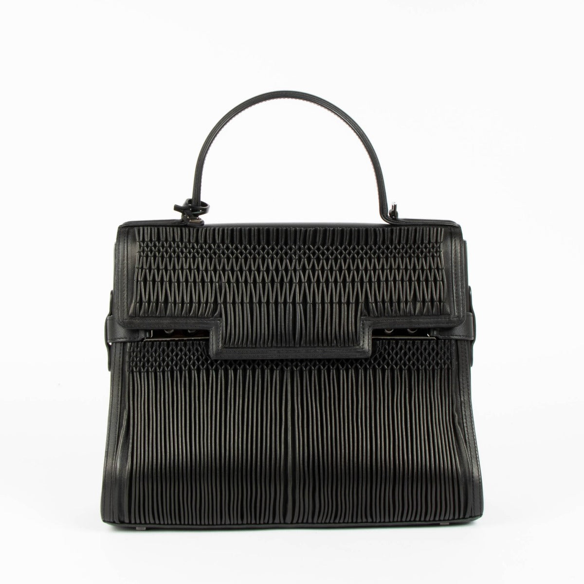 Delvaux Tempête GM Smock black lambskin calf leather handbag
