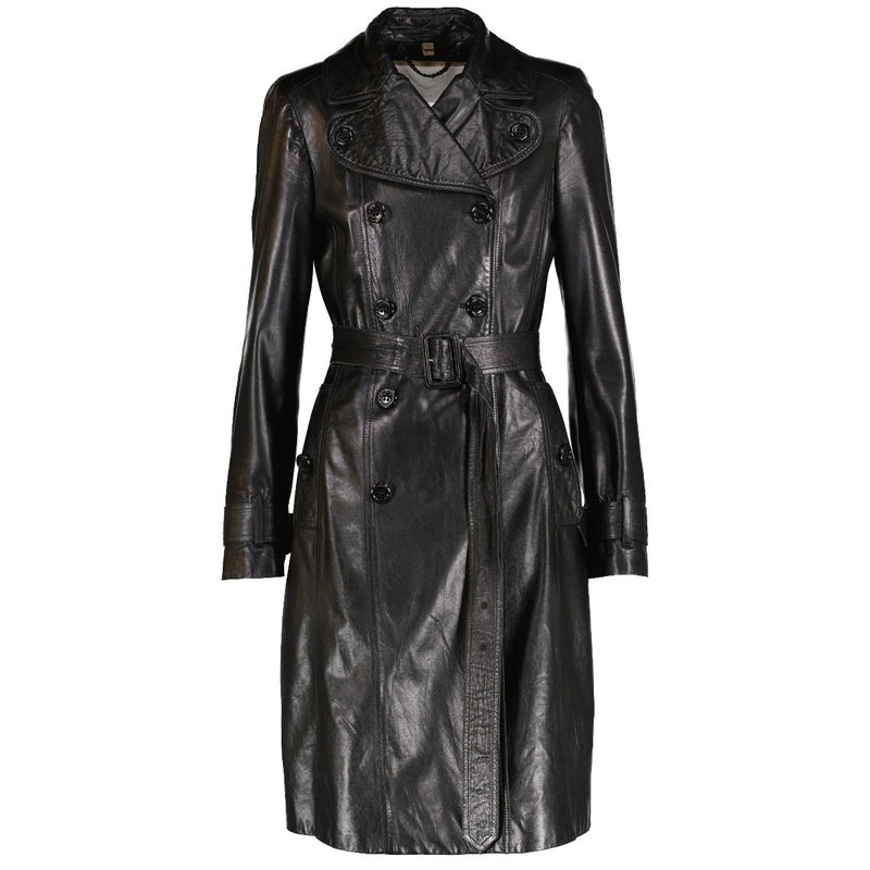 Burberry Black Leather Trench Coat