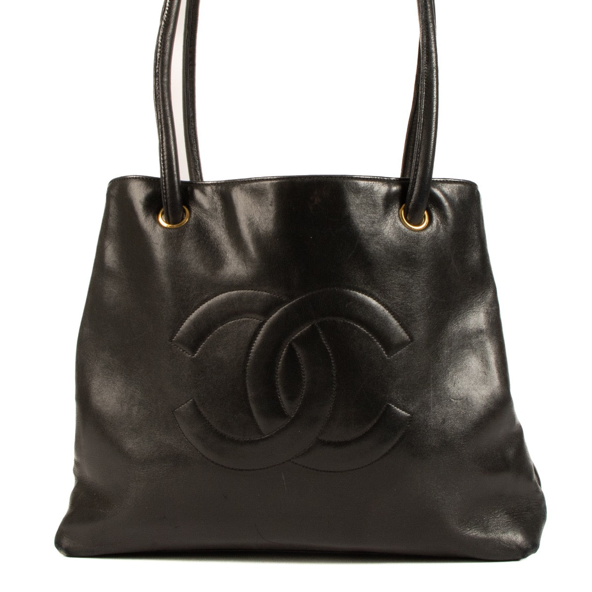 shop 100% authentic second hand Chanel Black Leather Vintage Tote Bag on Labellov.com