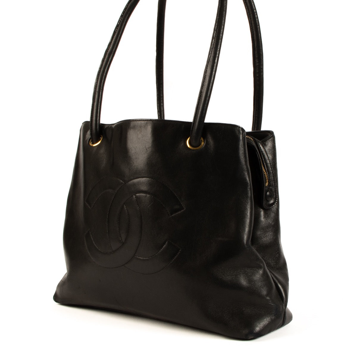 shop 100% authentic second hand Chanel Black Leather Vintage Tote Bag on Labellov.com