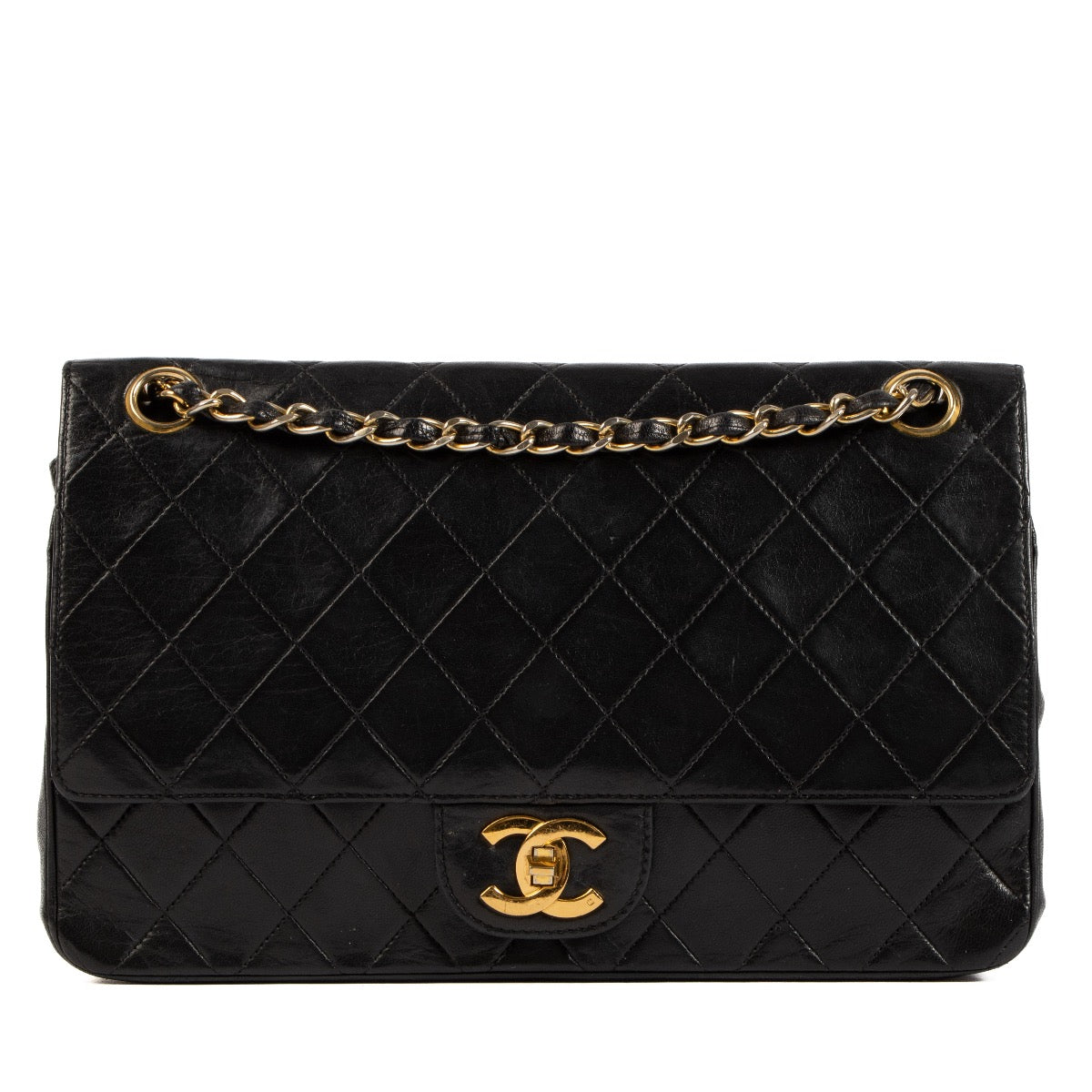 shop 100% authentic second hand Chanel Black Lambskin Quilted Classic Flap Bag on Labellov.com