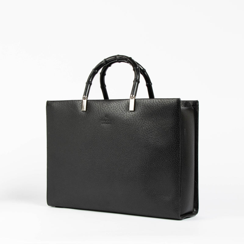 Shop this 100% authentic Gucci Black Bamboo Tote Top Handle Bag at Labellov.com