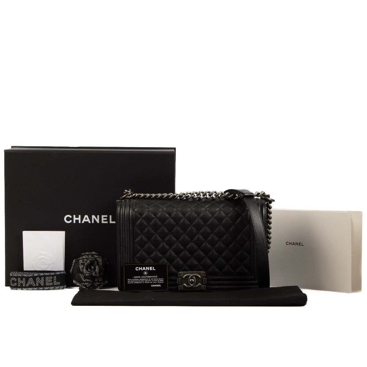 Shop 100% authentic second-hand Chanel Black Caviar Leather Large Boy Bag on Labellov.com