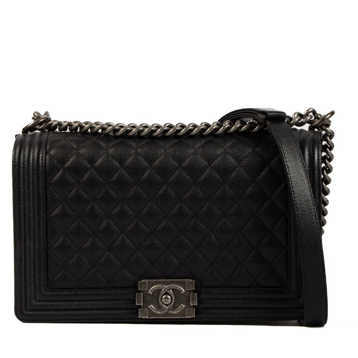 Shop 100% authentic second-hand Chanel Black Caviar Leather Large Boy Bag on Labellov.com