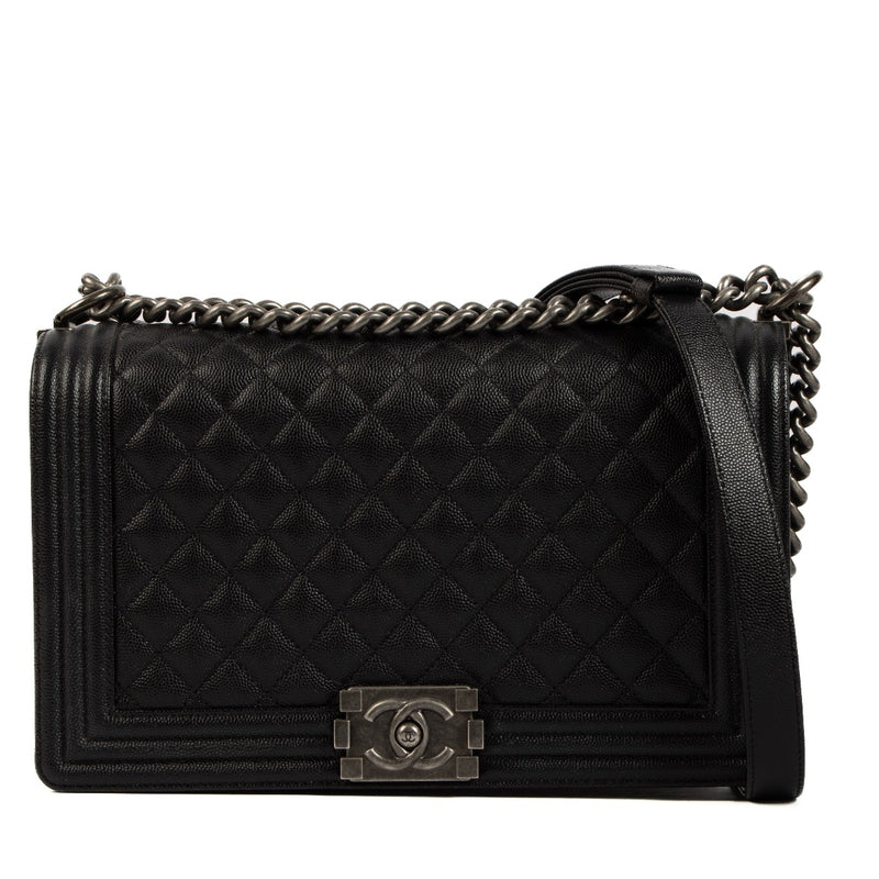 Shop 100% authentic second-hand Chanel Black Caviar Leather Large Boy Bag on Labellov.com
