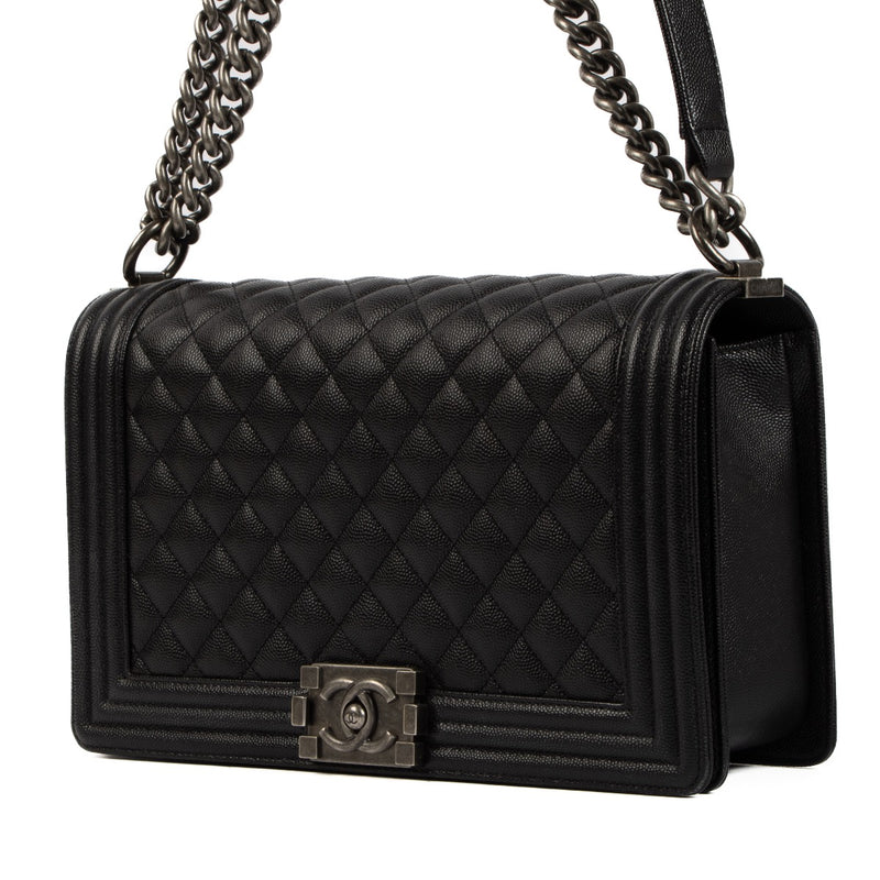 Shop 100% authentic second-hand Chanel Black Caviar Leather Large Boy Bag on Labellov.com
