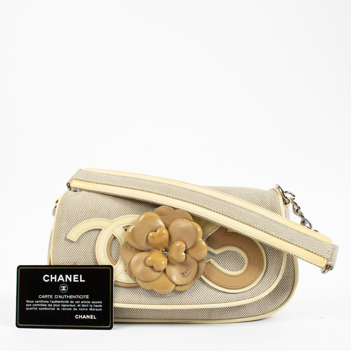 Chanel Beige Camellia Baguette Bag
