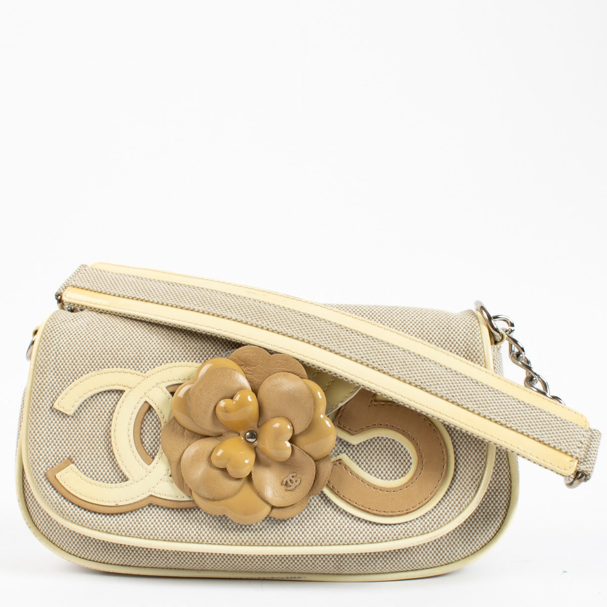 Chanel Beige Camellia Baguette Bag