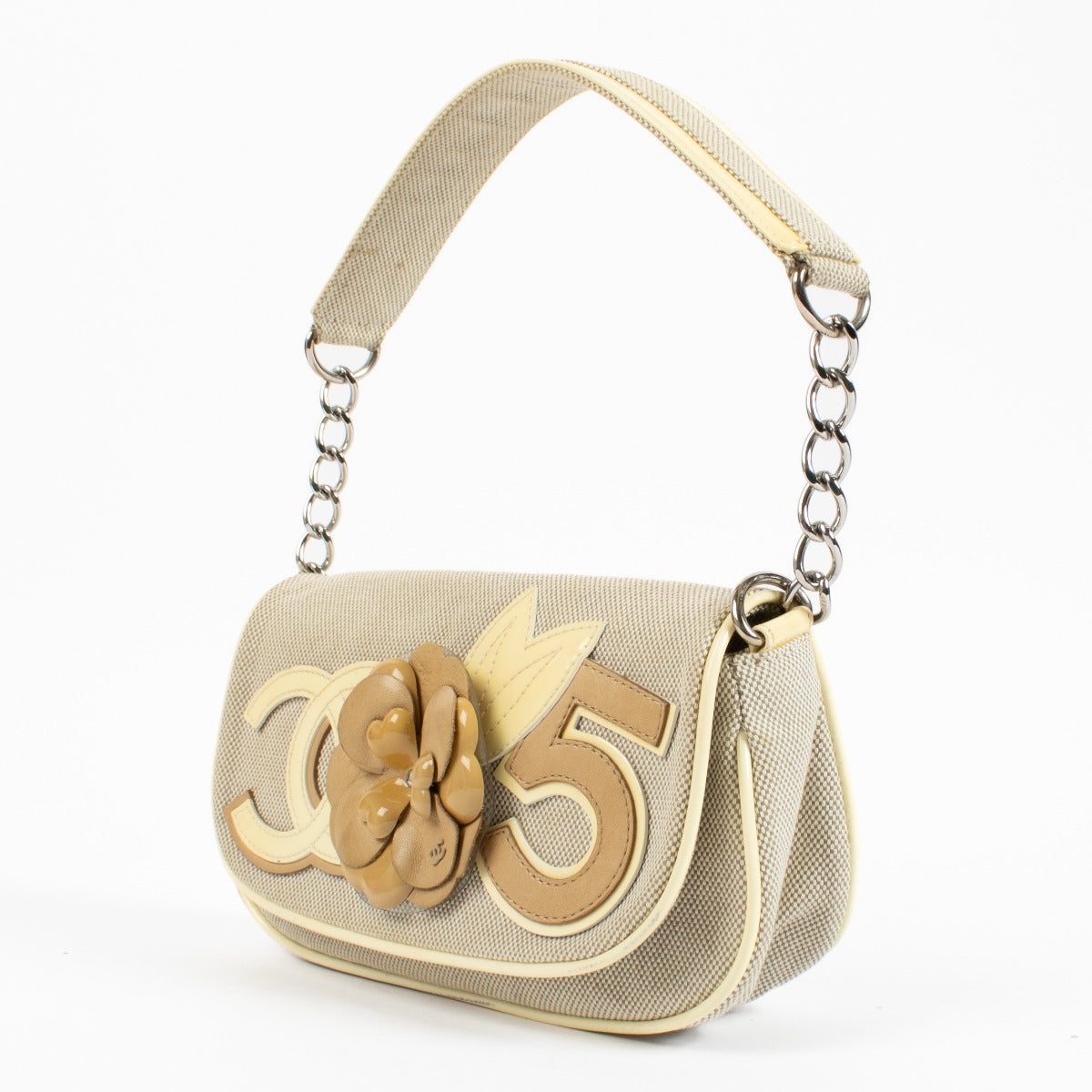 Chanel Beige Camellia Baguette Bag