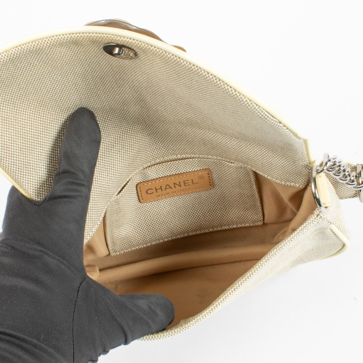 Chanel Beige Camellia Baguette Bag